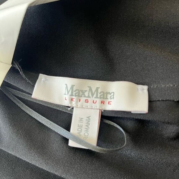 MaxMara Taffeta Wrap Dress V-Neck Belted Dress Black Small NWT $595 - Picture 9 of 9